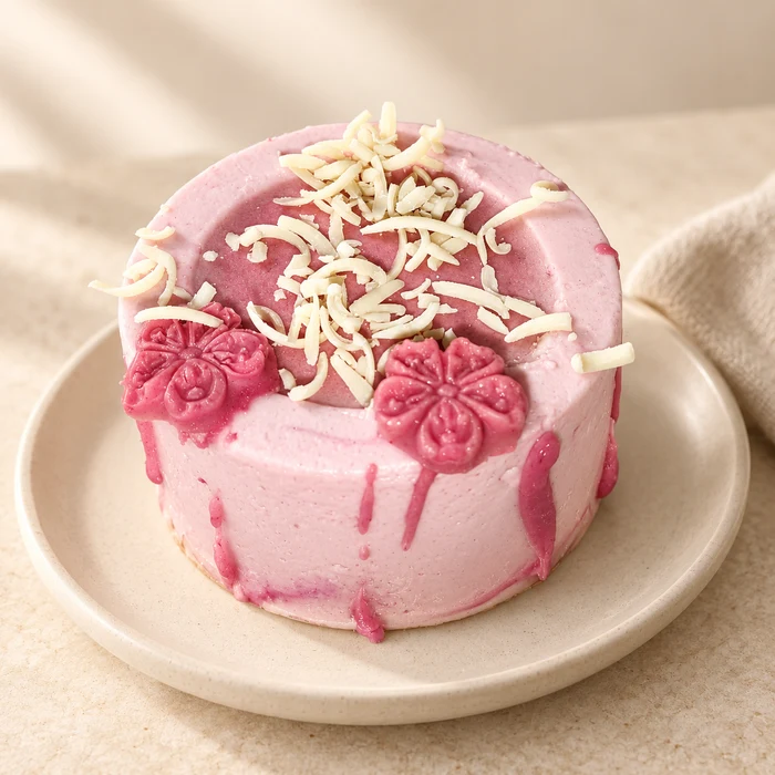 Urškina mini tortica v rožnatem s cvetličnim okrasjem
